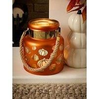 Pumpkins Wonderland Lantern Rope Handle Glass Jar Home Table Lantern