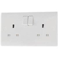 BG Electrical 822-01 2 Gang Single Pole 13A Round Edge Switched Socket Outlet, White