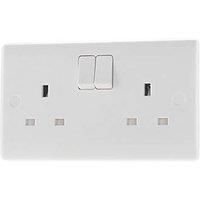 BG Electrical Double Switched Power Socket, White Moulded, 13 Amp
