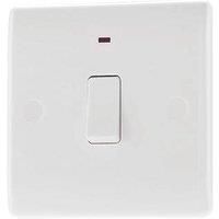 BG Electrical Double Pole Switch with Power Indicator, White Moulded, 2-Way, 10AX