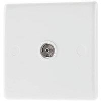 BG Electrical 860-01 Single Co-Axial Socket, White Moulded, Round Edge