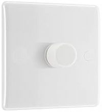 BG Electrical 881P-01 Single Round Push Button Intelligent Dimmer Light Switch, White Moulded, Round Edge, 2-Way, 8.6 cm*4.5 cm*8.6 cm