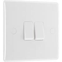 BG 842 10AX White Double 2 Way Light Switch - Rounded Edge