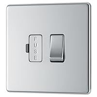 BG Electrical FPC50-01 Screwless Flat Plate Switched Fused Connection Unit, Polished Chrome, 13 Amp