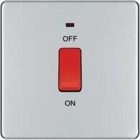 BG Screwless Flat Single Plate Chrome 45A DP Switch with Neon FPC74 BRAND NEW