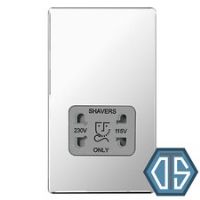 BG FPC20G Polished Chrome Dual Voltage Shaver Socket 115/230V Screwless Flat