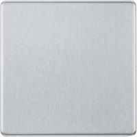 BG Electrical Single Blank Screwless Blank Plate, Brushed Steel