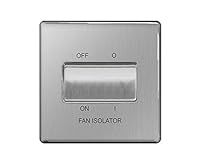 BG Electrical 3-Pole Fan Isolator Switch, Brushed Steel, 2-Way, 10AX