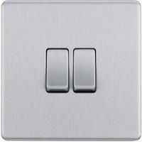 BG Brushed Steel Satin Light Switch FBS12 FBS42 FBS43 FBS44 2 Way Screwless
