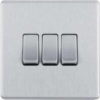 BG Brushed Steel Satin Light Switch FBS12 FBS42 FBS43 FBS44 2 Way Screwless