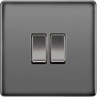 BG Nexus Flatplate Screwless Light Switches & Sockets Polished/Black Nickel