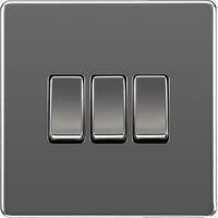 BG Nexus Flatplate Screwless Light Switches & Sockets Polished/Black Nickel