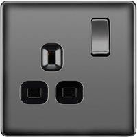 BG Nexus Flatplate Screwless Light Switches & Sockets Polished/Black Nickel