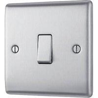 BG Electrical NBS13-01 Single Light Switch, Brushed Steel, 2-Way, 10AX, Intermediate