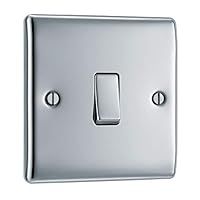 BG Electrical Single Light Switch, Polished Chrome, 2-Way, 10AX