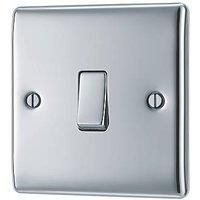 BG Electrical Single Light Switch, Polished Chrome, Intermediate, 10AX