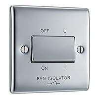 BG Electrical 3-Pole Fan Isolator Switch, Polished Chrome, 2-Way, 10AX