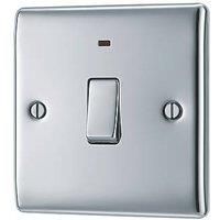 BG Electrical Single Light Switch with Power Indicator, Polished Chrome, 2-Way, 10AX