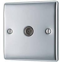 BG Nexus Metal Slimline Screwed 1G Single TV/FM Co-axial Socket Polished Chrome