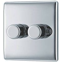 BG Nexus Metal NPC82P - POLISHED CHROME Double Dimmer 2 Gang 2 Way 400 Watt (6)