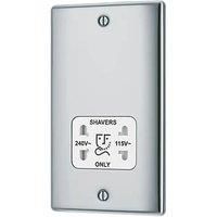 BG Electrical NPC20W 115- and 230-Volts Dual Voltage Shaver Socket, Polished Chrome with White Insert