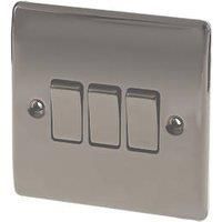 BG Electrical NBN43 Triple Light Switch, Black Nickel, 2-Way, 16AX