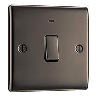 BG Electrical Single Light Switch with Power Indicator, Black Nickel, 2-Way, 10AX