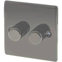BG Electrical Double Dimmer Intelligent Light Switch, Black Nickel, 2-Way