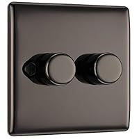 BG Electrical Double Dimmer Intelligent Light Switch, Black Nickel, 2-Way