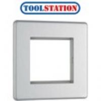 BG Screwless Flat Plate Brushed Stainless Steel Data Plate 1 Gang 2 Module