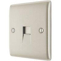 Bg Nickel 1 Gang Raised Slim Slave Telephone Socket Pearl