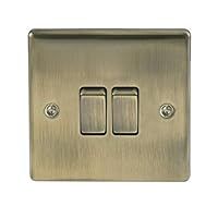 BG Electrical nab42 Double Light Switch, Antique Brass, 2-Way, 10AX, 1.0 cm*2.0 cm*2.0 cm