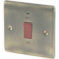 British General Nexus Metal 45A 1-Gang DP Cooker Switch Antique Brass with LED (40754)
