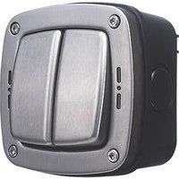BG Electrical wpl42 2-Way, 2-Switch Outdoor Weatherproof Switch, IP66 Rated, 20 Amp, Stainless Steel Face