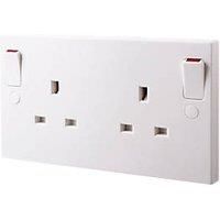 British General 900 Series 13A 2-Gang DP Switched Plug Socket White (91002)