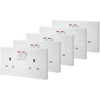 British General 900 Series 13A 2-Gang SP Switched Plug Socket White 5 Pack (48563)