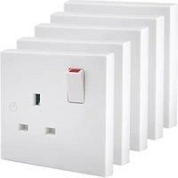 British General 900 Series 13A 1-Gang SP Switched Plug Socket White 5 Pack (74975)