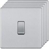 BG Screwless Flat Plate Brushed Stainless Steel 10AX Light Switch 1 Gang 2 Wa...