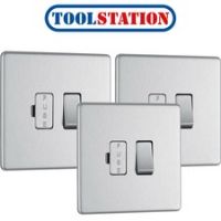 BG Screwless Flat Plate Brushed Stainless Steel 13A Spur Unit Switched Fused ...