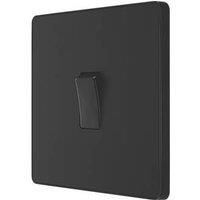 BG Electrical Evolve Single Intermediate Light Switch, 20A, Matt Black