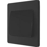 BG Electrical Evolve Double Light Switch, 20A, 2 Way, Wide Rocker, Matt Black