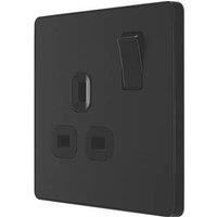 BG Electrical Evolve Single Switched Power Socket, 13A, Matt Black