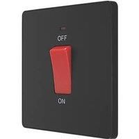BG Electrical Evolve Double Pole Square Switch with LED Power Indicator, 45A, Matt Black