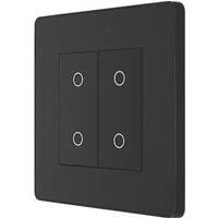 British General Evolve 2-Gang 2-Way LED Double Master Touch Trailing Edge Dimmer Switch Matt Black with Black Inserts (418PY)
