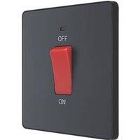 BG Evolve PCDMG74B Matt Grey 45A 2 Pole LED Switch - Black Insert