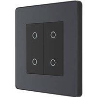 BG Electrical Evolve Double Touch Dimmer Switch, 2-Way Master, 200W, Matt Grey
