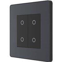 BG Electrical Evolve Double Touch Dimmer Switch, 2-Way Secondary, 200W, Matt Grey