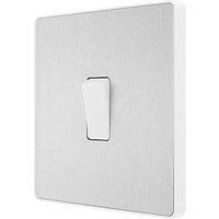 BG Electrical Evolve Single Intermediate Light Switch, 20A, Brushed Steel