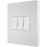 BG EVOLVE BRUSHED STEEL SCREWLESS Switches & Sockets WHITE Insert Full Range