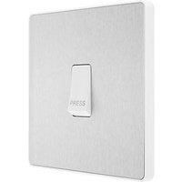 BG Electrical Evolve Single Bell Push Switch, 10A, Brushed Steel